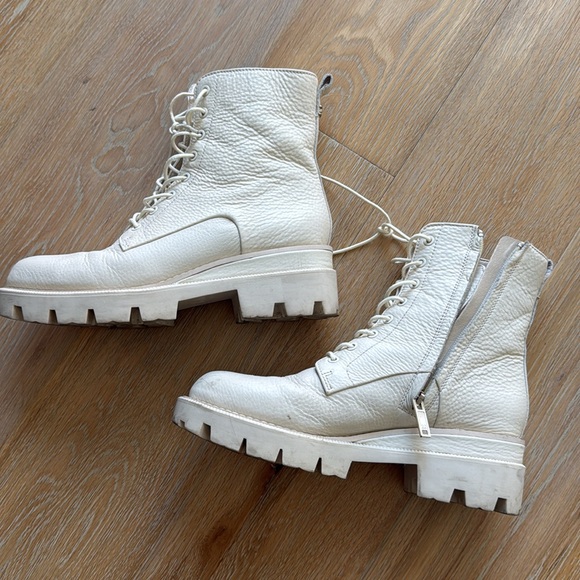 Sam Edelman Garret 8.5 leather combat work moto boots light tan ivory timberland - Picture 4 of 7